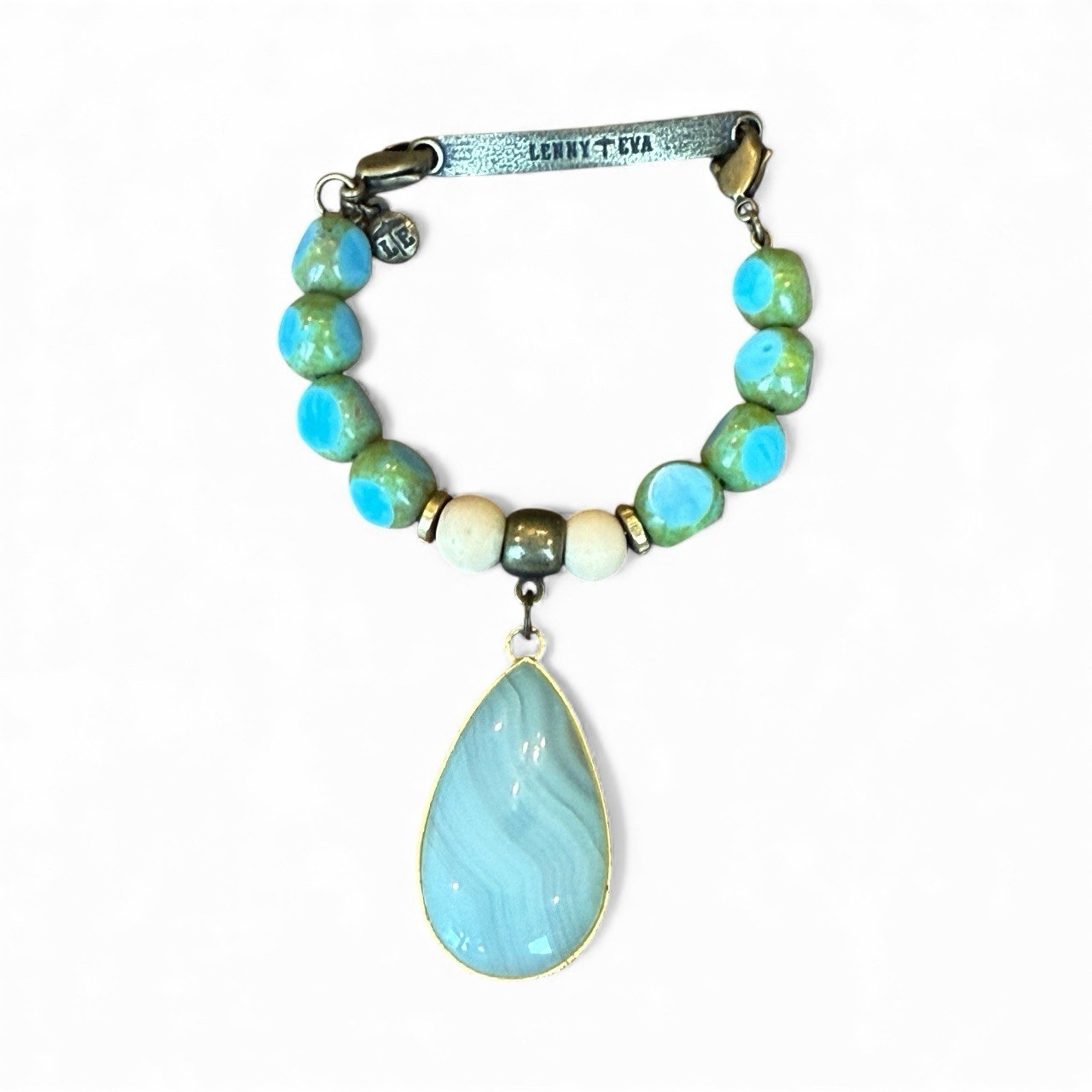 Lenny & Eva Blue Green Semi Precious Teardrop Stone Bracelet